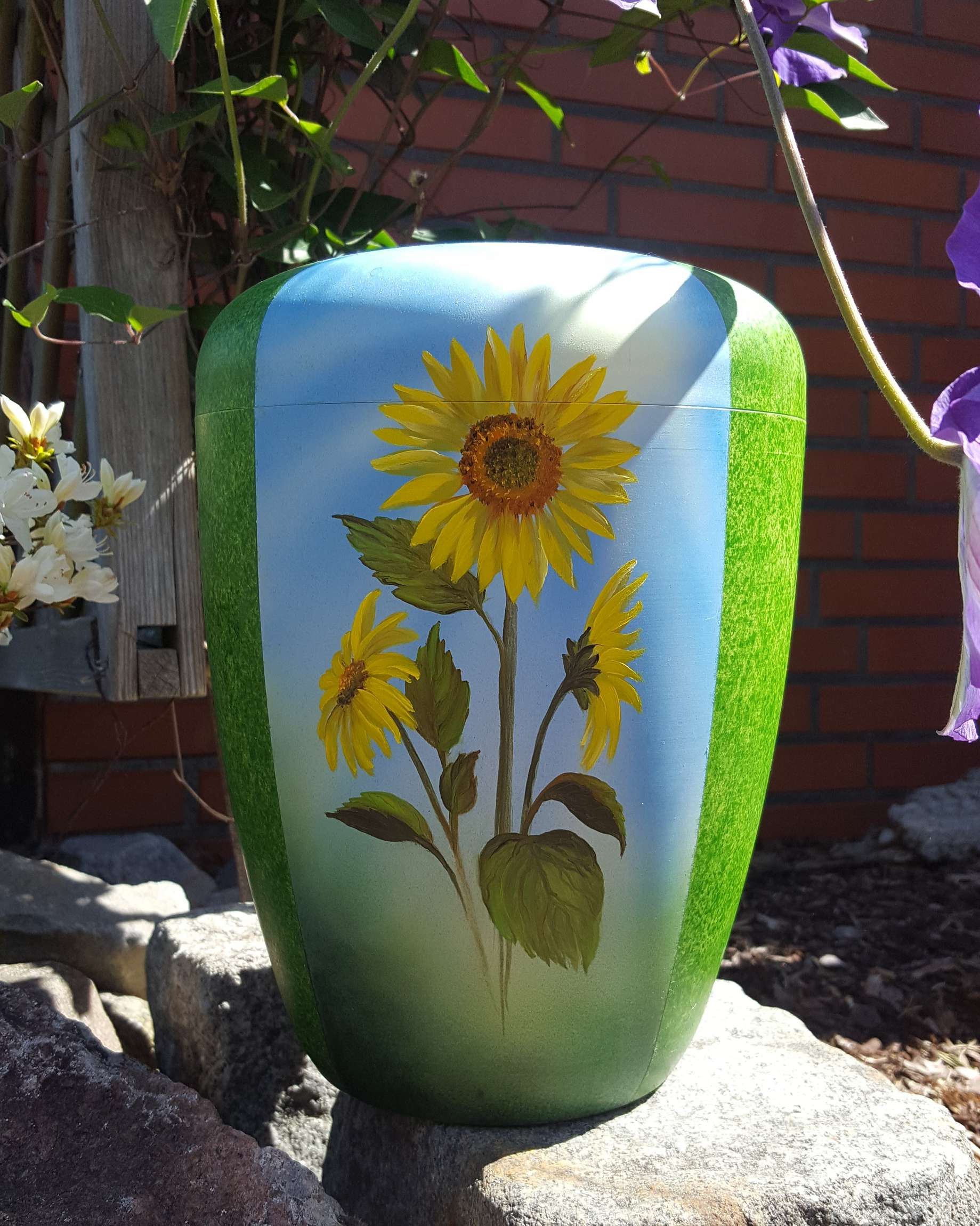 Schmuckurne bemalt mit Sonnenblume
